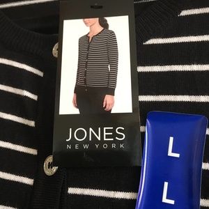 Jones New York Black and White Striped Sweater (L)